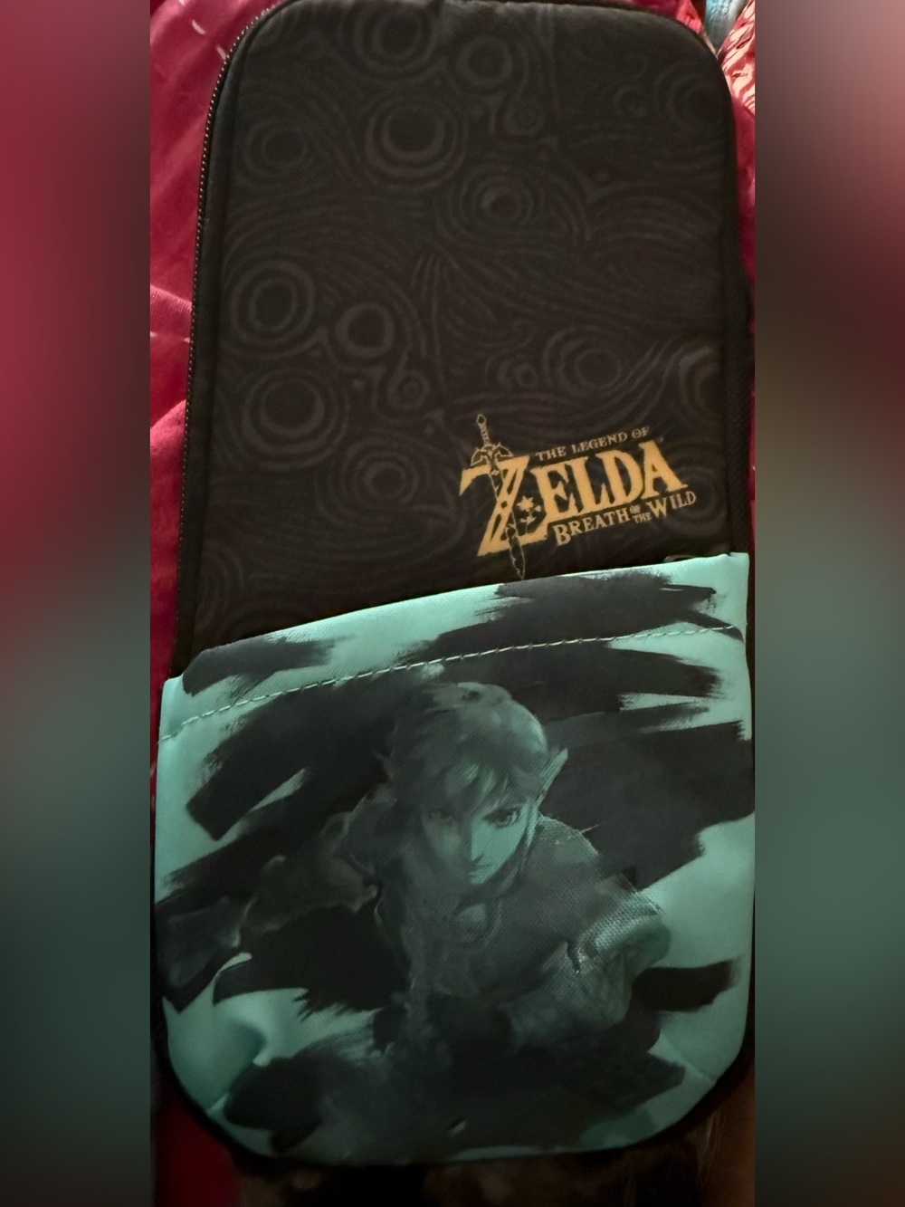 Zelda Breath of the Wild Themed Carry Pouch in Black and Teal